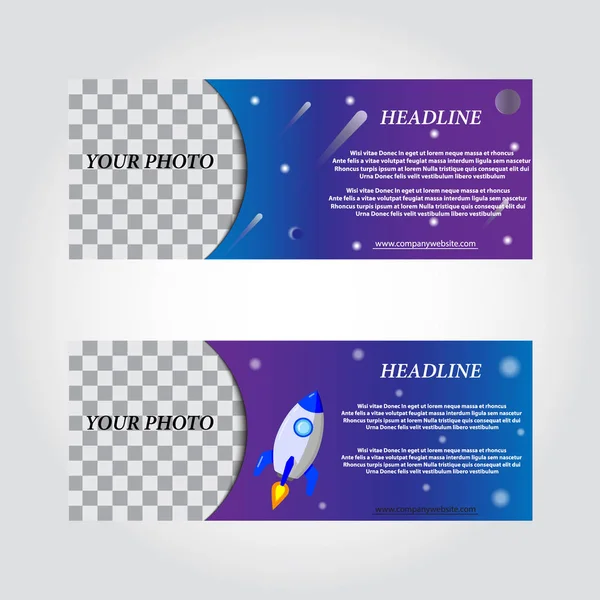 Facebook Kapak Web Banner Sosyal Medya. Roket ve uzay ile tasarım şablonu