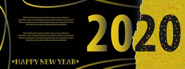 Szczęśliwego Nowego Roku 2020 projekt tekstu logo. Okładka dziennika biznesowego na rok 2020. Wzór broszury, karta, baner — Wektor stockowy