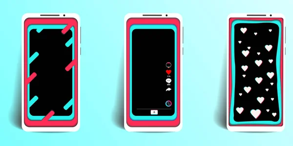 İnternetteki videoları izlemek için uygulamanın ekran düzeni. Web uygulama şablonları, kullanıcı arayüzü. Kağıt kesikli akıllı telefon görüntüsü. Kağıt kesiği ve zanaat stili. Vektör illüstrasyonu.