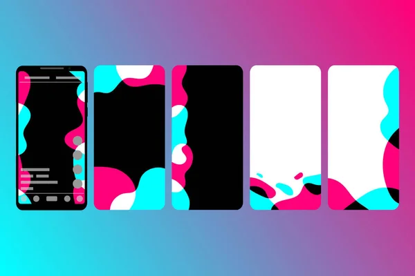 Sosyal medya. Akıllı telefon ekranında internet uygulama arayüzü. Akıllı telefondaki bir sosyal ağ için atlıkarınca arka planı. Vektör çizimi. EPS10