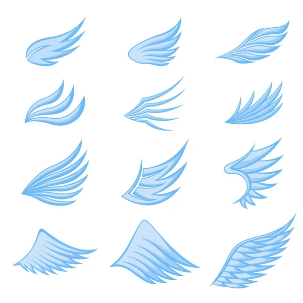 Набор Голубых Крыльев Белом Фоне — стоковый вектор