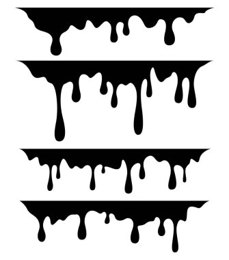 Black dripping paint, on white background clipart