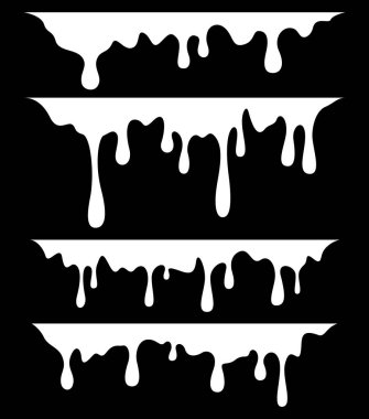 White dripping paint, on black background clipart