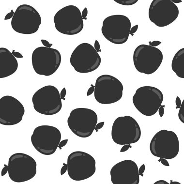 Beyaz arka planda siyah elma ile Seamless modeli