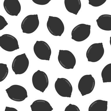 Beyaz arka planda siyah limon ile Seamless modeli