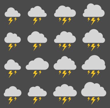 Bulut şekiller collection siyah arka plan üzerine gölge ile