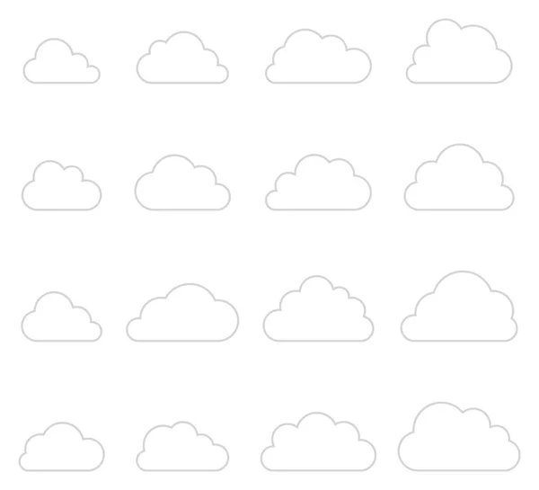 Колекція Форм Хмари Піктограми Тонких Ліній — стоковий вектор