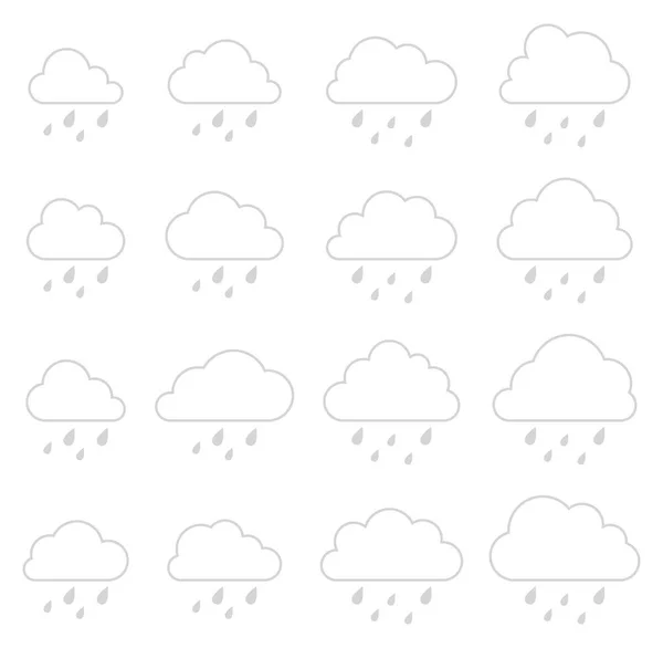 Wolken Und Regen Sturm Auf Weißem Hintergrund — Stockvektor