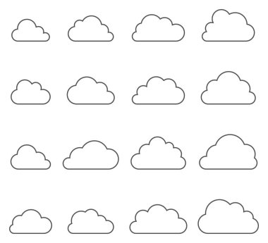Bulut şekiller collection, ince çizgiler simgeler