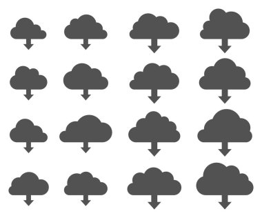 Beyaz arka plan üzerinde bulut download koleksiyonu