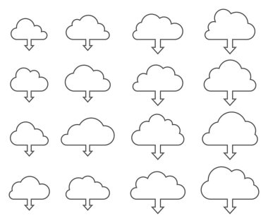 Beyaz arka plan üzerinde bulut download koleksiyonu