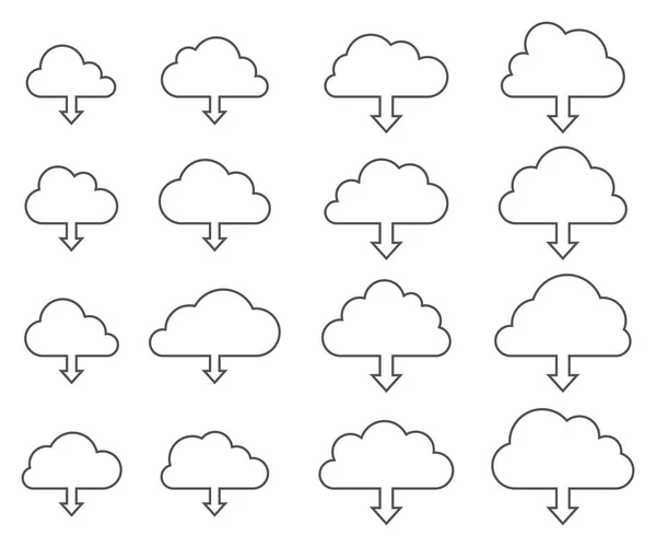 Cloud Download Collection White Background — Stock Vector