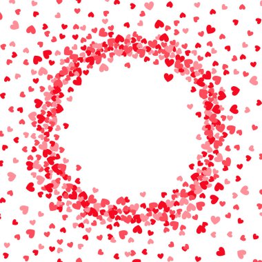 Pembe ve kırmızı kalpler ile daire kare