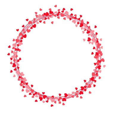 Pembe ve kırmızı kalpler ile daire kare