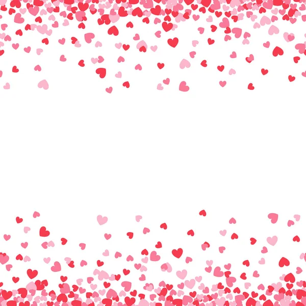 情人节卡模板与粉红色和红色的心脏边界 — 图库矢量图片