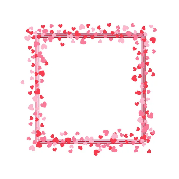 带粉红色和红色心的矩形框架 — 图库矢量图片