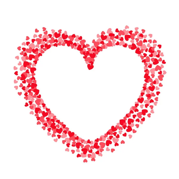 Hart Vorm Rode Confetti Met Witte Achtergrond — Stockvector