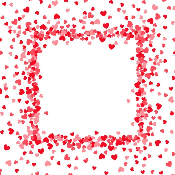 Прямокутна Рамка Рожевими Червоними Сердечками — стоковий вектор