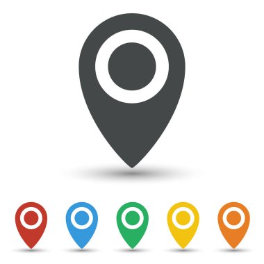 Düz tasarım harita PIN Icon set