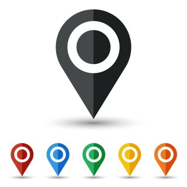 Düz tasarım harita PIN Icon set
