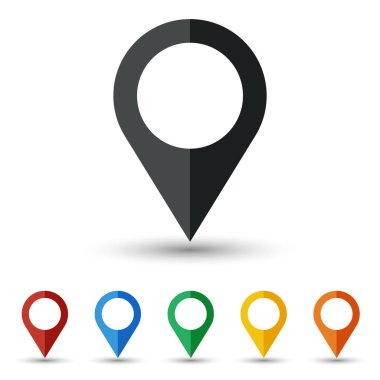 Düz tasarım harita PIN Icon set