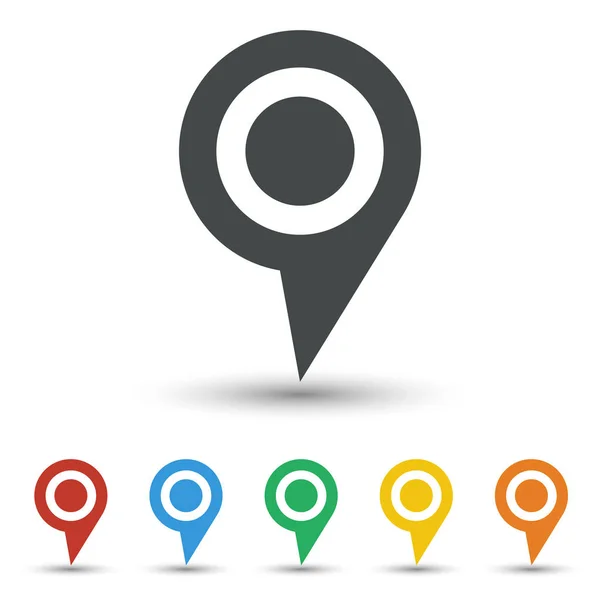 Mapa Pin Icono Conjunto Diseño Plano — Vector de stock