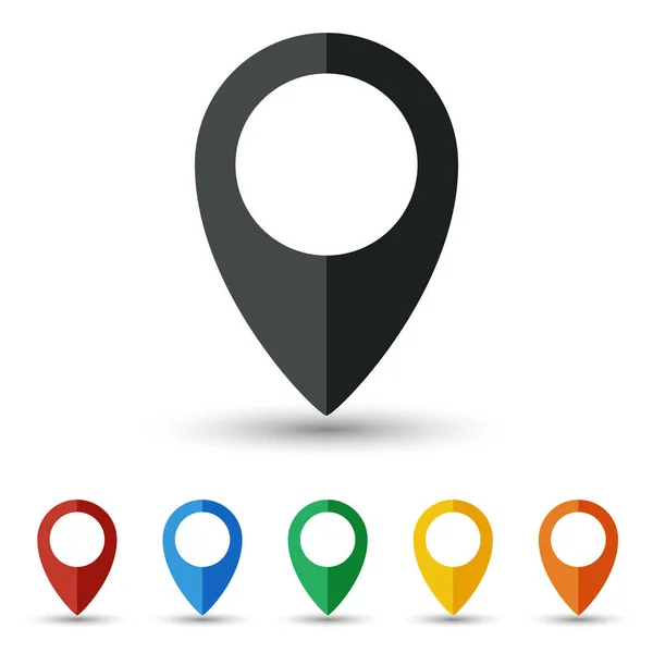 Mapa Pin Icono Conjunto Diseño Plano — Vector de stock