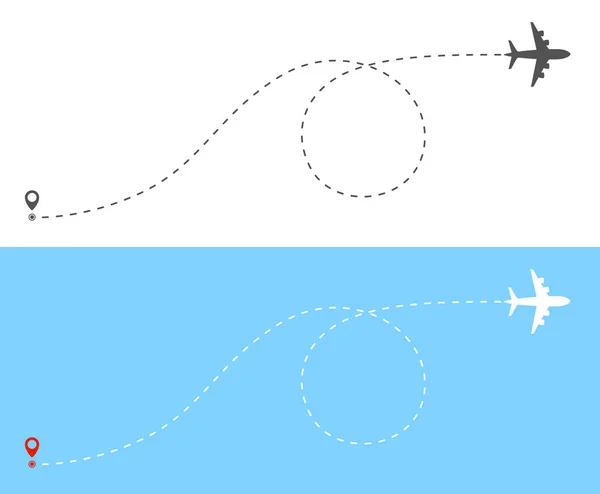 Flygplan Flygrutten Med Dash Linje Spår — Stock vektor