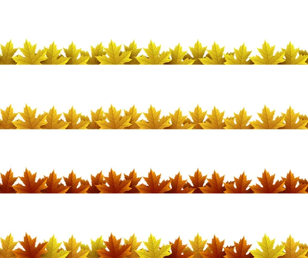 Herbst Blätter Rand Auf Weißem Hintergrund — Stockvektor