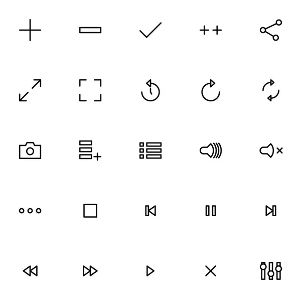 Set Van Media Speler Lijn Pictogrammen — Stockvector