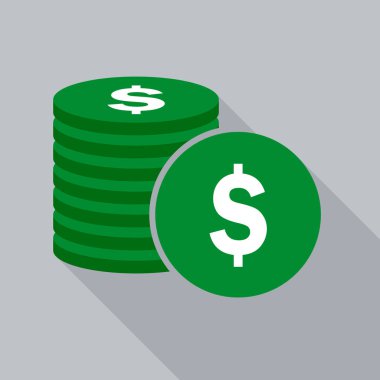 Gri arka plan üzerinde para düz simgesi