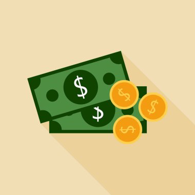 Sikke üzerinde krem arka plan ile Doları düz simgesi