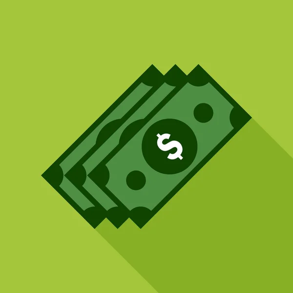 Δολάριο Επίπεδη Εικόνα Πράσινο Φόντο — Διανυσματικό Αρχείο