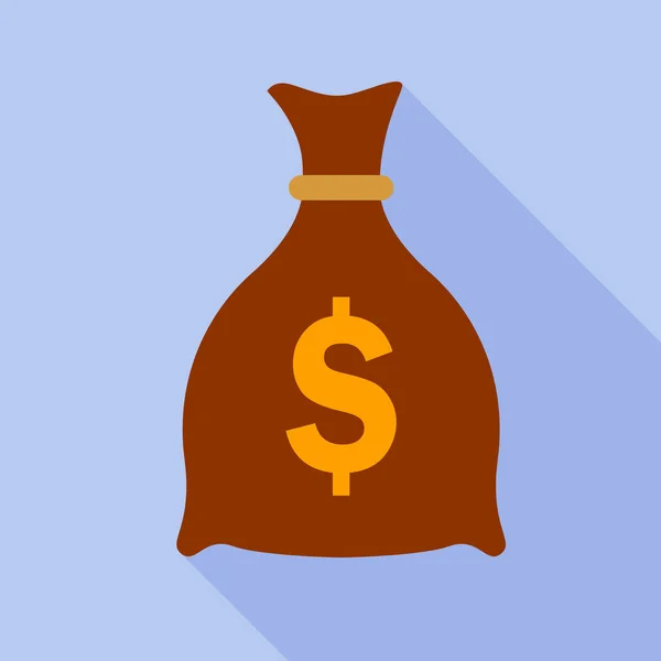 Geld Tas Platte Pictogram Blauwe Achtergrond — Stockvector