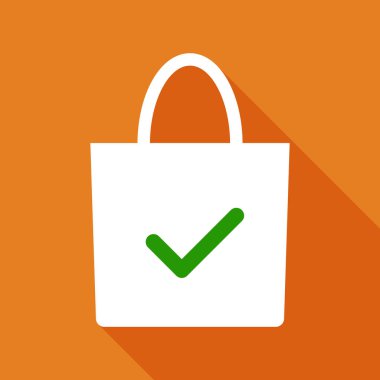 Eko çanta simgesi turuncu zemin üzerine