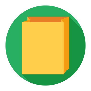 Kağıt çanta simgesi yeşil zemin üzerine