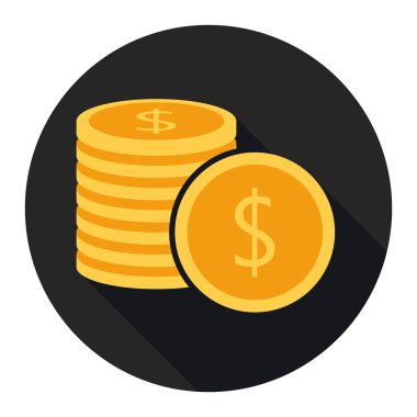 Siyah arka plan üzerine para düz simgesi