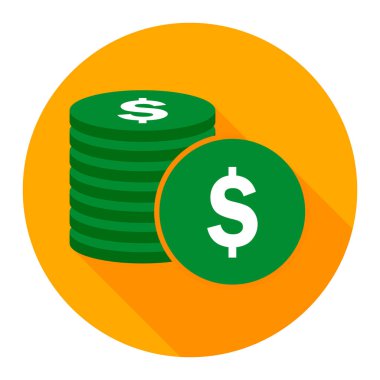 Madeni para düz simgesi turuncu zemin üzerine