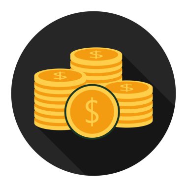 Siyah arka plan üzerine para düz simgesi