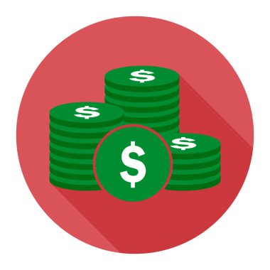 Pembe bir arka plan üzerinde para düz simgesi