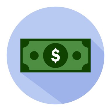 Doları düz simgesi mavi zemin üzerine