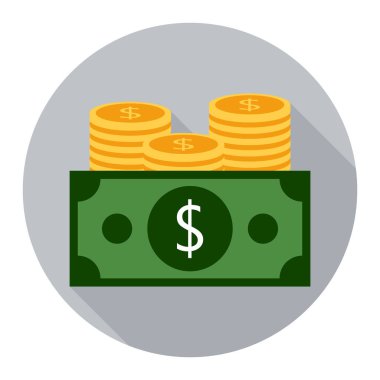 Dolar sikke gri arka plan üzerinde düz simgesiyle