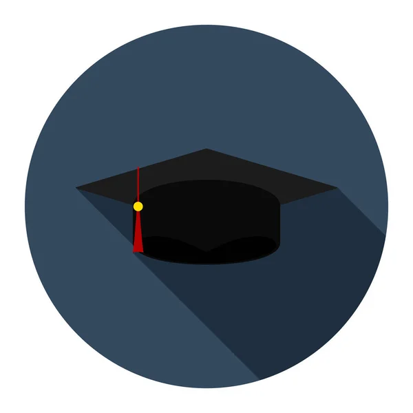 Graduierung Mütze Flaches Symbol Auf Blauem Hintergrund — Stockvektor