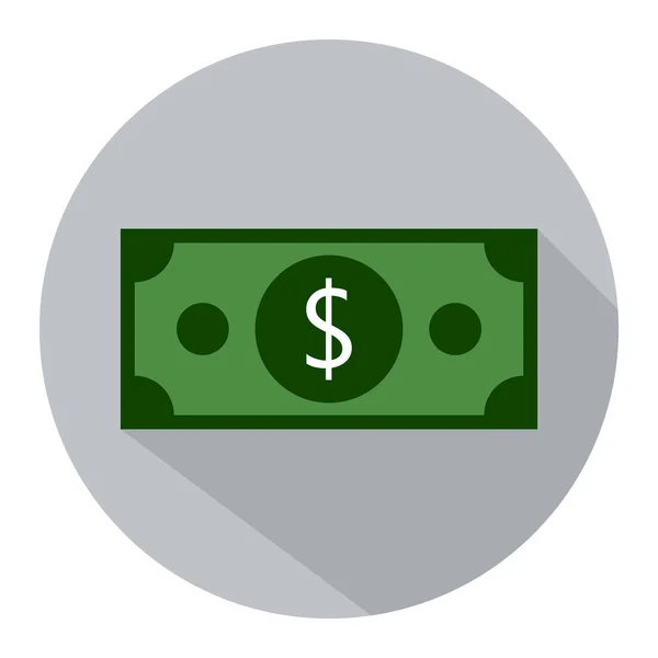 Dollar Icône Plate Sur Fond Gris — Image vectorielle