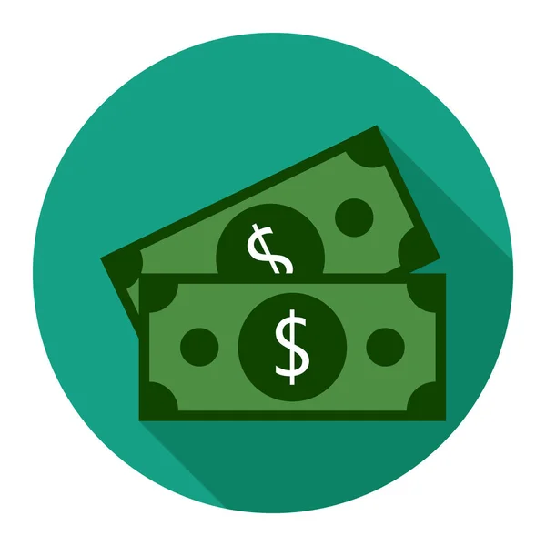 Plochý Ikona Dolaru Zeleném Pozadí — Stockový vektor