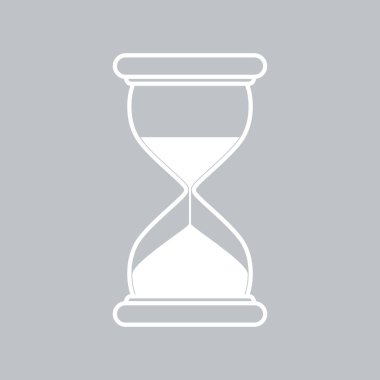 Gri arka plan üzerinde kum saati düz simgesi