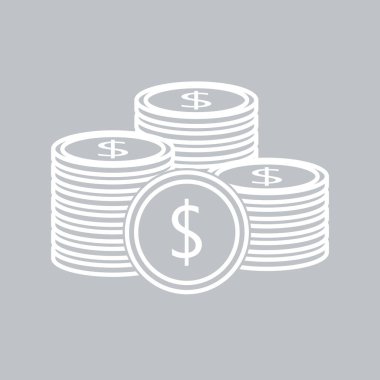 Gri arka plan üzerinde para düz simgesi