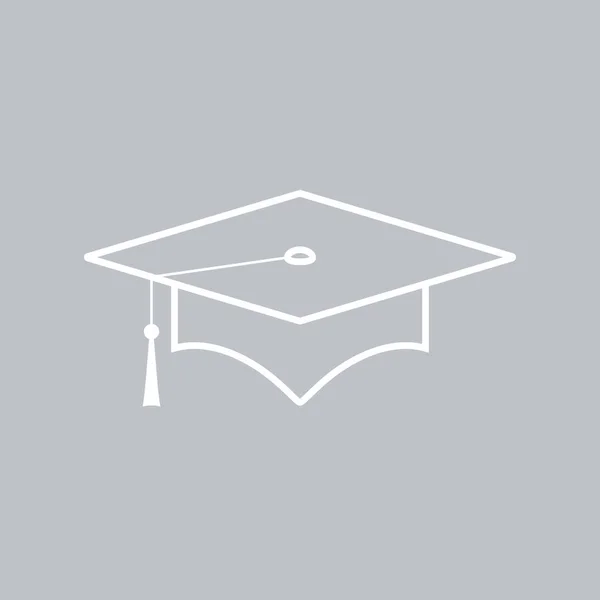 Graduierung Mütze Flaches Symbol Auf Grauem Hintergrund — Stockvektor