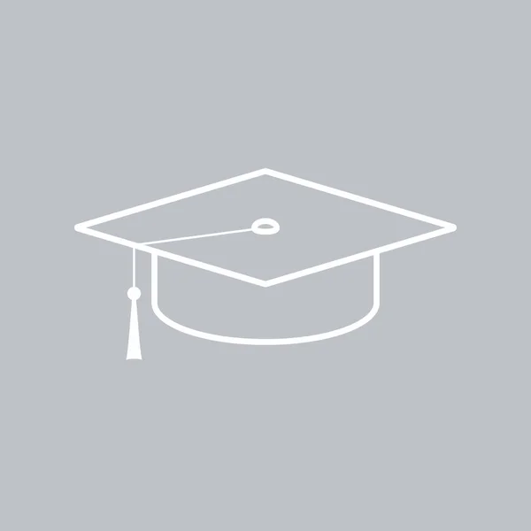 灰色の背景に卒業キャップ フラット アイコン — ストックベクタ