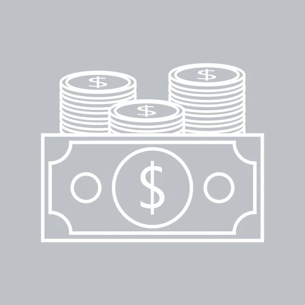 Dolaru Plochý Ikona Mince Šedém Pozadí — Stockový vektor